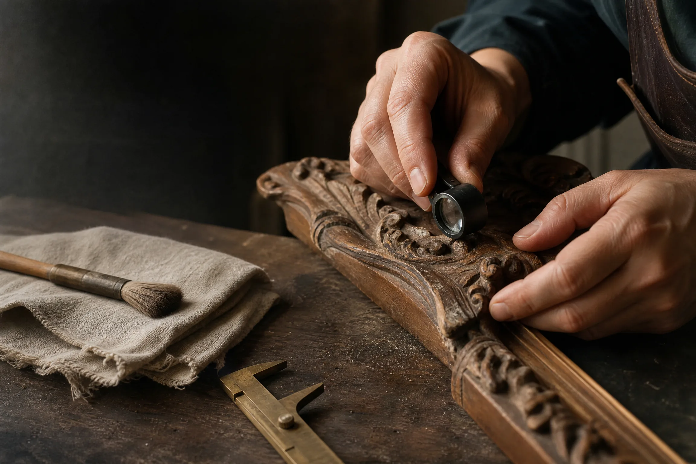 Detalle de restauración de una antigüedad